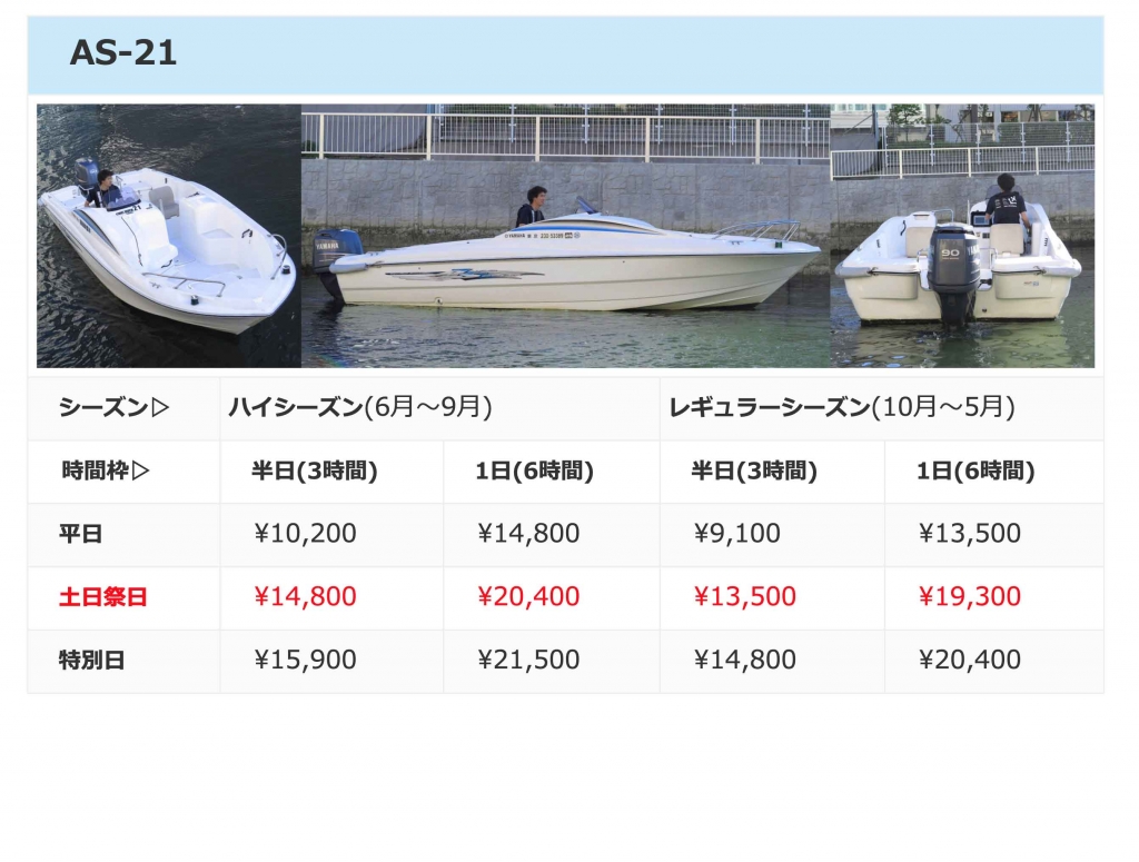 勝どきマリーナ レンタルボート 東京レンタルボート AS21